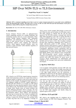 SIP Over NON-TLS Vs TLS Environment