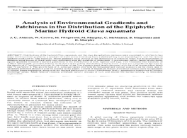 Analysis of Environmental Gradients and Patchiness in the Distribution of the Epiphytic Marine Hydroid Clava Squamata