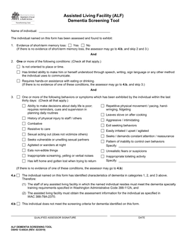 13-692A ALF Dementia Screening Tool