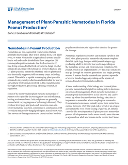 Management of Plant-Parasitic Nematodes in Florida Peanut Production1 Zane J