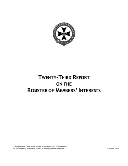 Twenty-Third Report on the Register of Members’ Interests