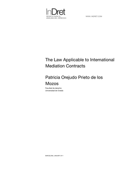 The Law Applicable to International Mediation Contracts 2.1