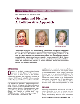 Ostomies and Fistulas: a Collaborative Approach