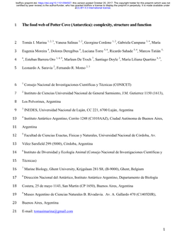 The Food Web of Potter Cove (Antarctica): Complexity, Structure and Function