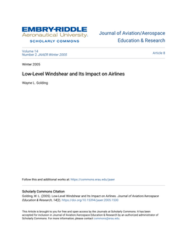 Low-Level Windshear and Its Impact on Airlines