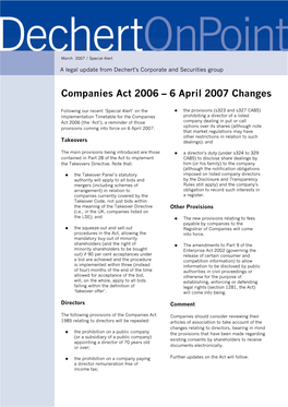 Companies Act 2006 – 6 April 2007 Changes