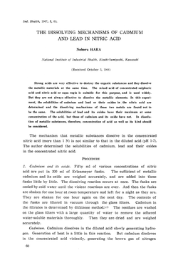 The Dissolving Mechanisms of Cadmium and Lead in Nitric Acid