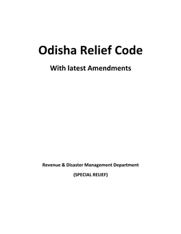 Odisha Relief Code with Latest Amendments