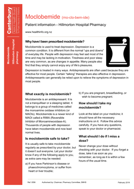 Moclobemide Patient Information