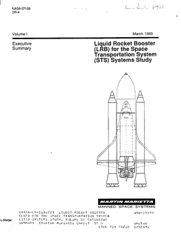 Liquid Rocket Booster Summary (LRB) for the Space Transportation System (STS) Svstems Study