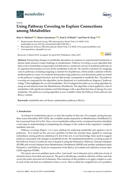 Using Pathway Covering to Explore Connections Among Metabolites