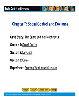 Social Control and Deviance