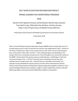 Salt River Fish Monitoring Summary 2018