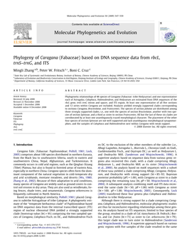 Phylogeny of Caragana (Fabaceae) Based on DNA Sequence Data from Rbcl, Trns–Trng, and ITS