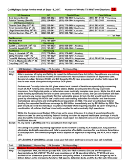 Callmyreps Script for the Week of Sept 18, 2017