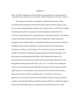 ABSTRACT SHU, XIAOMEI. Pathogenesis and Host Response