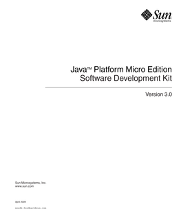 Javatm Platform Micro Edition Software Development Kit