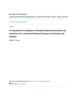 A Proposal for the Adoption of Research-Based Interventions by Instructors for Law School Research Classes in American Law Schools