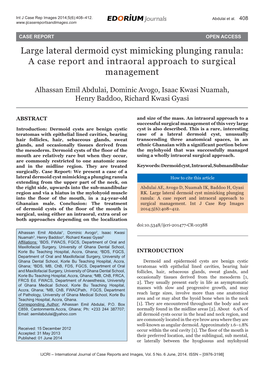 Large Lateral Dermoid Cyst Mimicking Plunging Ranula: a Case Report and Intraoral Approach to Surgical Management