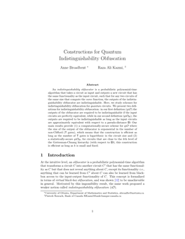Constructions for Quantum Indistinguishability Obfuscation