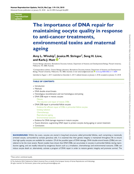 The Importance of DNA Repair for Maintaining Oocyte Quality In