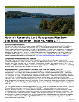 Blue Ridge Reservoir  Tract No