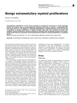 Benign Extramedullary Myeloid Proliferations