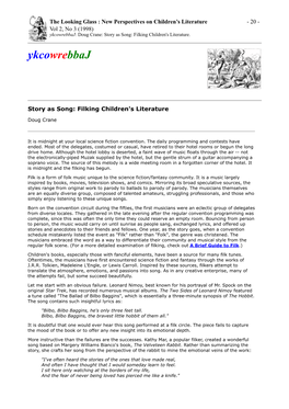 Ykcowrebbaj: Doug Crane: Story As Song: Filking Children's Literature
