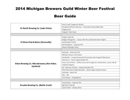 2014 Michigan Brewers Guild Winter Beer Festival Beer Guide