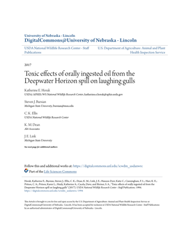 Toxic Effects of Orally Ingested Oil from the Deepwater Horizon Spill on Laughing Gulls Katherine E