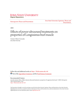 Effects of Power Ultrasound Treatments on Properties of Longissimus Beef Muscle Gustavo Mario Gonzalez Iowa State University