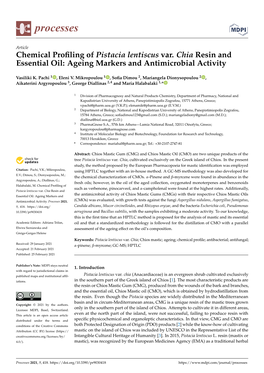 Chemical Profiling of Pistacia Lentiscus Var. Chia Resin