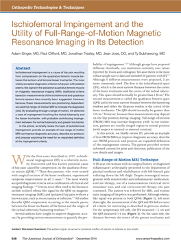 Ischiofemoral Impingement and the Utility of Full-Range-Of-Motion Magnetic Resonance Imaging in Its Detection