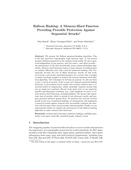 Balloon Hashing: a Memory-Hard Function Providing Provable Protection Against Sequential Attacks?