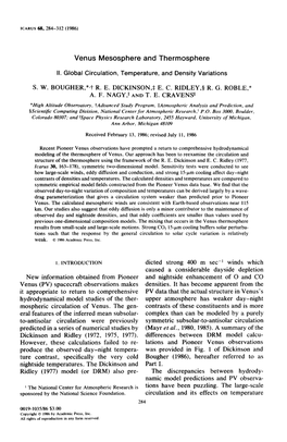 Venus Mesosphere and Thermosphere II. Global Circulation