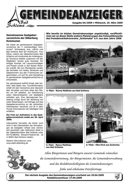 Ausgabe April Vom 25.03.2009