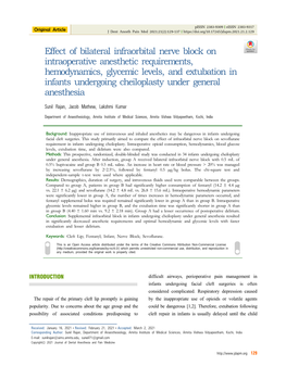 Effect of Bilateral Infraorbital Nerve Block on Intraoperative Anesthetic