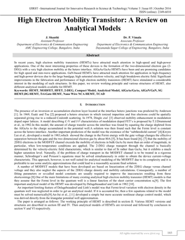 High Electron Mobility Transistor: a Review On