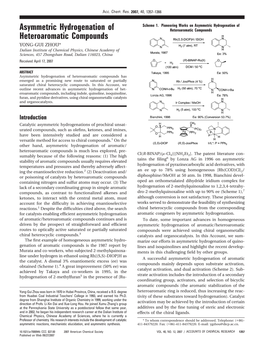 Asymmetric Hydrogenation of Heteroaromatic Compounds