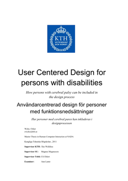 User Centered Design for Persons with Disabilities