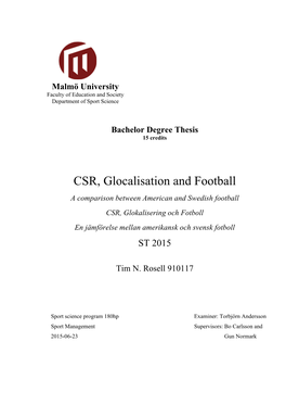 CSR, Glocalisation and Football