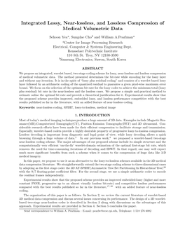 Integrated Lossy, Near-Lossless, and Lossless Compression of Medical Volumetric Data