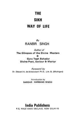 THE SIKH WAY of LIFE India Publishers