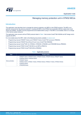 AN4838 Managing Memory Protection Unit in STM32 Mcus