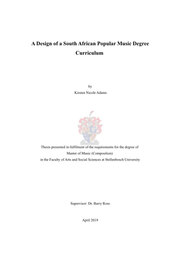 A Design of a South African Popular Music Degree Curriculum