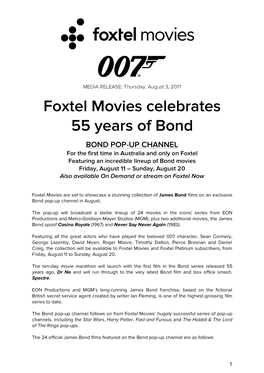 Foxtel Movies Celebrates 55 Years of Bond