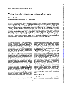 Visual Disorders Associatedwith Cerebral Palsy