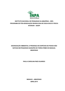 Inpa Programa De Pós-Graduação Em Biologia De Água Doce E Pesca Interior – Badpi