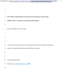 Relationship of Taxonomic Error to Frequency of Observation