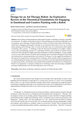 Design for an Art Therapy Robot: an Explorative Review of the Theoretical Foundations for Engaging in Emotional and Creative Painting with a Robot